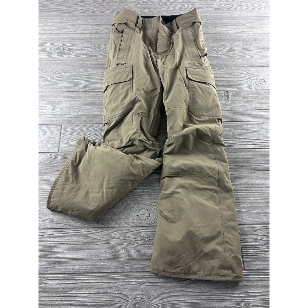 Volcom Gore-Tex Snow Pants Tan Khaki Modern Straight Fit Youth L 12Y Cargo 1272